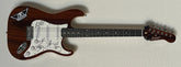 Aerosmith band signed wood grain Stratocaster style guitar